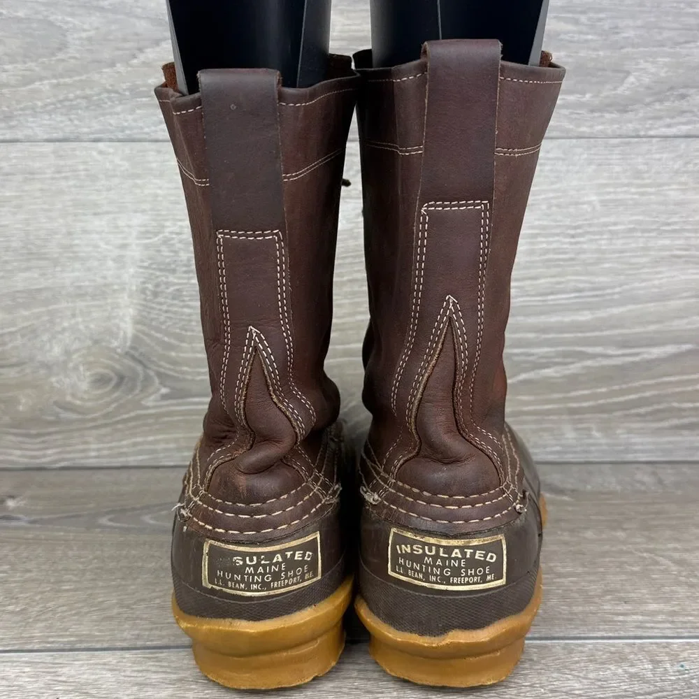 LL Bean Maine Hunting Shoe Women’s Sz 7D Brown Leather 8-Eye Lace Up Duck Boots